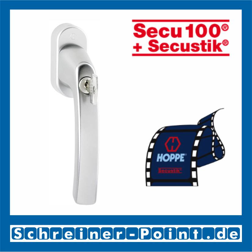 Hoppe Luxembourg Aluminium Fenstergriff abschließbar F1 Natur Secu100 + Secustik 099S/US952 (100Nm), 1827923, 1921434